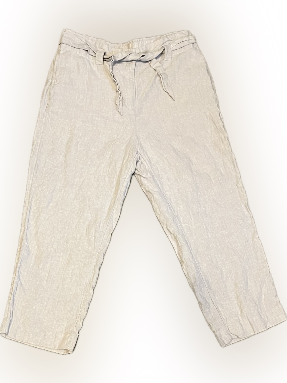 Chico’s Belted Pleated Wide-Leg Linen Pants size 10